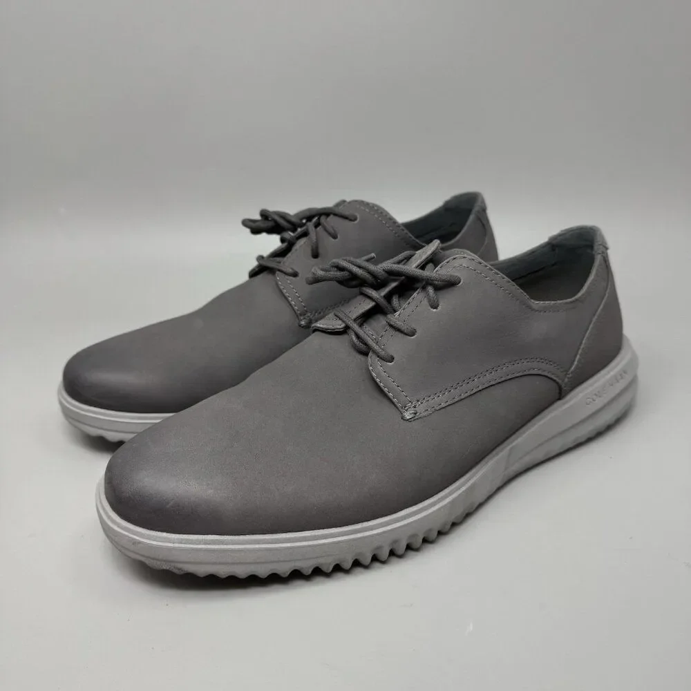 Cole Haan Grand+ Plain Toe  Nubuck Gray Casual Dress Shoes Mens 10.5